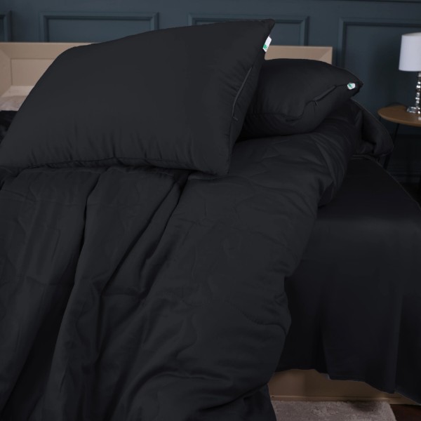 Фото - Одеяло детское лето MirSon №2956 110х140 Line Satin Light Pro 10-006 Black Ecosilk + 2 наволочки 50х70 (2200010972450)